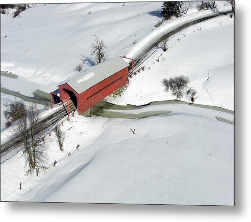 Pixels Metal Print featuring the photograph Red Covered Bridge by Rob Huntley