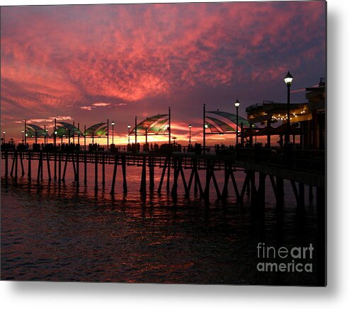 Redondo Beach Pier Metal Print featuring the photograph Redondo Beach Pier at Sunset by Bev Conover