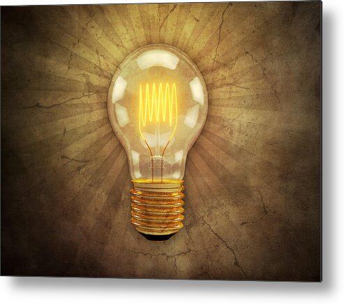 Lightbulb Metal Print featuring the digital art Retro Light Bulb by Scott Norris