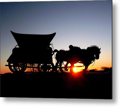 Canada Metal Print featuring the photograph Riding into the Sunset by Larry Trupp