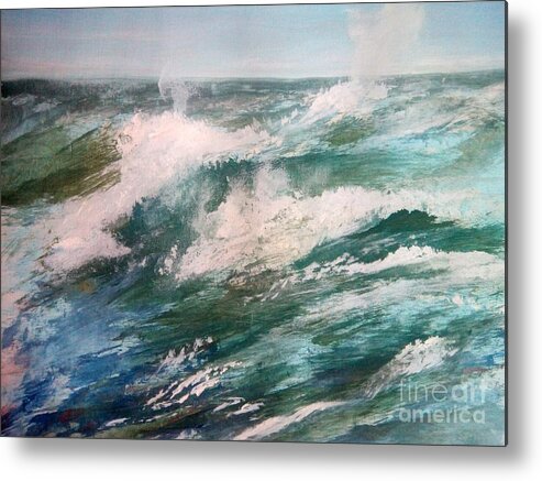 Blue Metal Print featuring the painting Rising Spume by Trilby Cole
