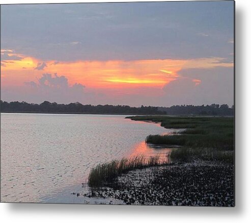  Metal Print featuring the photograph River's Edge Sunset by Joetta Beauford