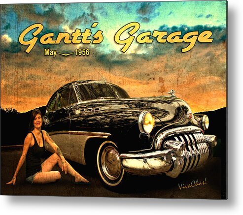 Buick Metal Print featuring the photograph Roadmaster Betty and the Big Black Buick by Chas Sinklier