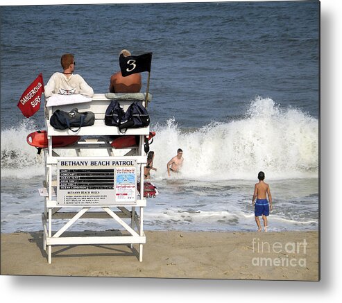 Beach Metal Print featuring the digital art Rough Water at Bethany Beach in Delaware by William Kuta