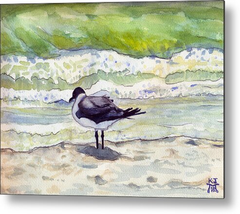Seagull Metal Print featuring the painting Rough Waters Ahead by Katherine Miller
