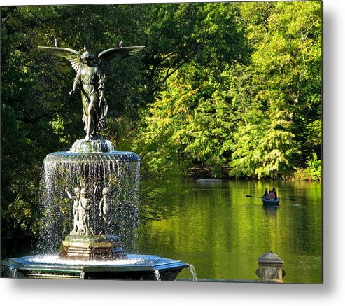 Central Park Metal Print featuring the photograph Rowing at Bethesda by Cornelis Verwaal