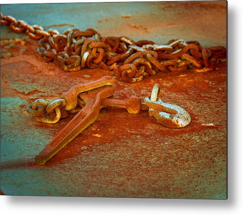 Rusty Chains Metal Print featuring the photograph Rust as Art by Jean Noren