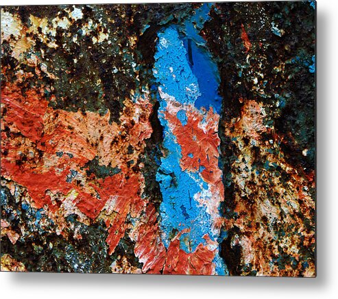 Rust Metal Print featuring the photograph Rust - red and blue abstract by Matthias Hauser