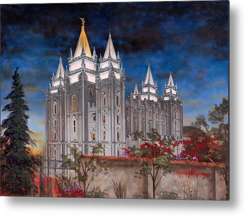 Temple Metal Print featuring the painting Salt Lake Temple by Jeff Brimley