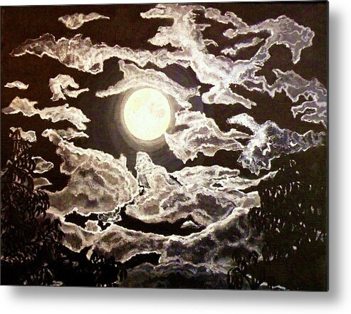 Moonlight Metal Print featuring the painting San Diego Moonlight by Victoria Rhodehouse