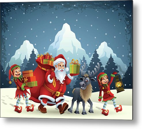 Scenics Metal Print featuring the digital art Santa Claus Is Coming by Alonzodesign