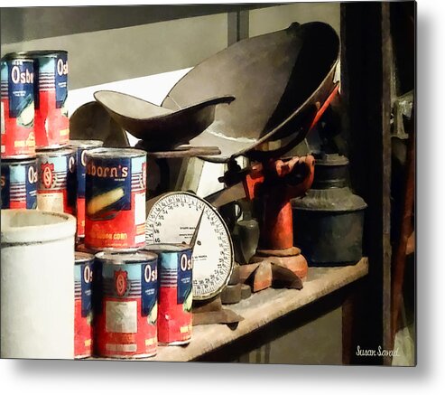 General Store Metal Print featuring the photograph Scale and Canned Goods by Susan Savad