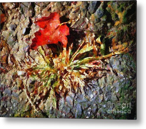 Autumn Metal Print featuring the painting Scarlet on Stone by RC DeWinter