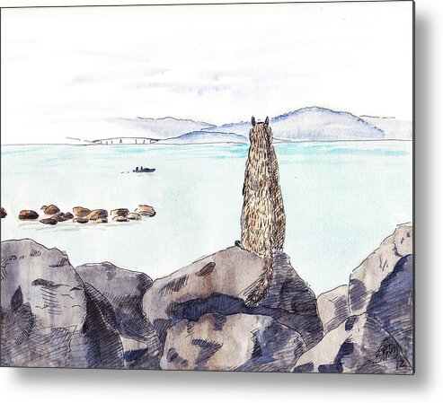 Sketch Metal Print featuring the painting Sea Squirrel by Masha Batkova