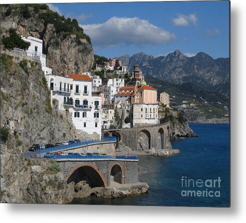 Amalfi Coast Metal Print featuring the photograph Seaview of village Atrani by Kiril Stanchev