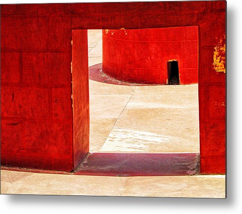 Red Metal Print featuring the photograph Simple Geometry by Prakash Ghai