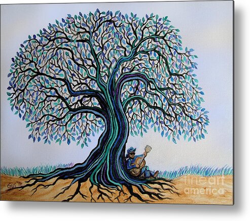 Blues Metal Print featuring the painting Singing under the Blues Tree by Nick Gustafson
