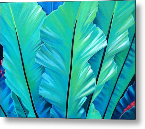 Birds Nest Fern Metal Print featuring the painting Sisters by Angela Treat Lyon