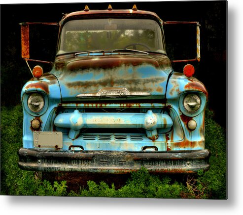 Old Chevrolet Truck Metal Print featuring the photograph Sky Blue and Still Cool by Thomas Young