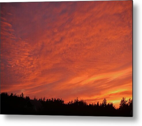 Sky Clouds Sunset Metal Print featuring the photograph Skyfire 3 by Laurie Stewart