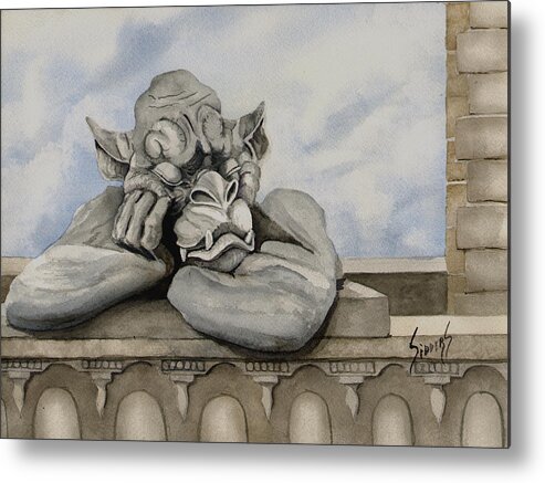 Gargoyle Metal Print featuring the painting Sleepy by Sam Sidders