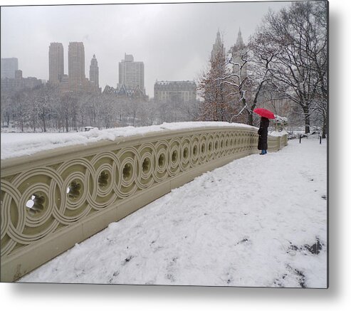 Winter Metal Print featuring the photograph Snow at Bow Bridge by Cornelis Verwaal