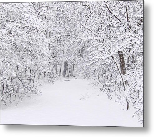 Trees Metal Print featuring the painting Snow Scene Tree Branches by Bruce Nutting