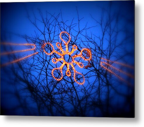 Little Italy Metal Print featuring the photograph Snowflake Christmas Lights by Aurelio Zucco