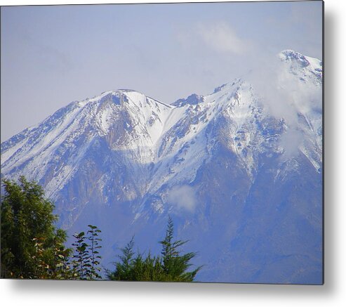 Snow Metal Print featuring the photograph Snowy Blue Mountains by Lew Davis