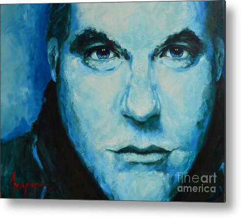 Portrait Metal Print featuring the painting Soulful Portrait Under Blue Light by Patricia Awapara