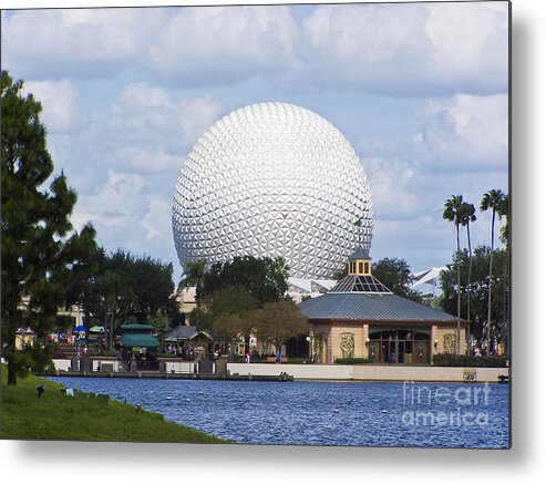 Spaceship Earth Metal Print featuring the photograph Spaceship Earth at Epcot by Tom Doud