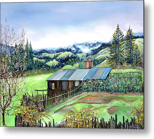 Northern California Landscape Metal Print featuring the painting Spring Farm by Asha Carolyn Young