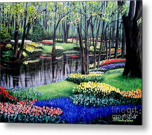 Garden Metal Print featuring the painting Spring Spendor Tulip Garden by Pat Davidson