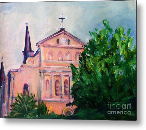 St. Louis Cathedral Metal Print featuring the painting St. Louis Cathedral from Royal Street by Beverly Boulet