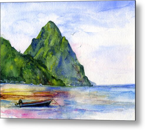 Island Metal Print featuring the painting St. Lucia by John D Benson