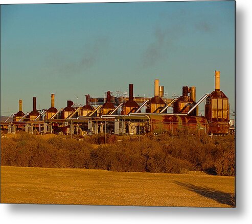 Vintage Steam Plant Metal Print featuring the photograph Steam Plant in Cymric Field by Lanita Williams