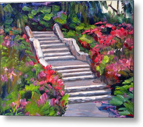 Steps Metal Print featuring the painting Steps in the Azalea Garden by Robert Gerdes