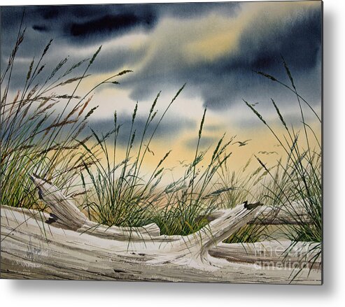 Maritime Art.maritime Painting Metal Print featuring the painting Storm Along the Shore by James Williamson