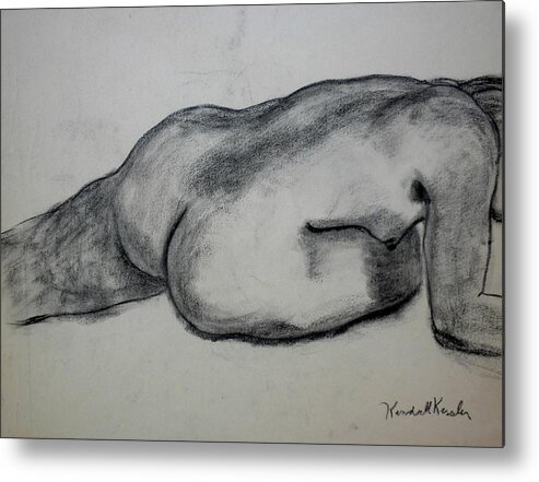 Nude Metal Print featuring the drawing Strength by Kendall Kessler