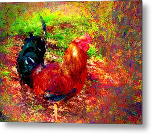 Rooster Metal Print featuring the photograph Strutting In Living Color by Joyce Dickens