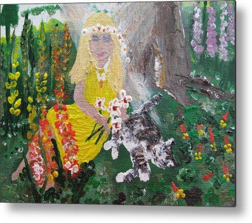Cat Metal Print featuring the painting Summer Fairy by Susan Voidets