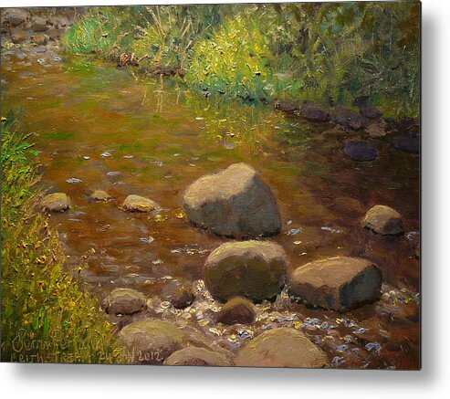 Plein Air Metal Print featuring the painting Summer Leith Stream by Terry Perham
