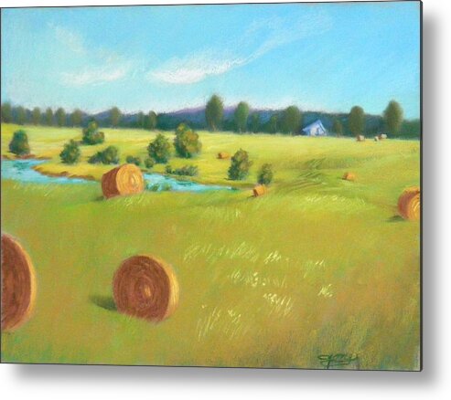 Summer Landscape Metal Print featuring the painting Summer Meadow by Celine K Yong