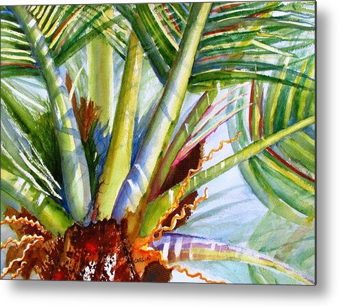 Palm Metal Print featuring the painting Sunlit Palm Fronds by Carlin Blahnik CarlinArtWatercolor