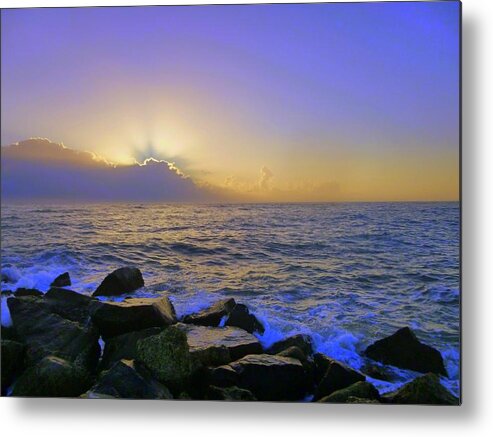 Florida Metal Print featuring the pyrography Sunrise City 2 by Robert Francis