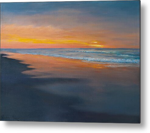 Myrtle Beach Sunrise Metal Print featuring the painting Sunrise reflections by Audrey McLeod