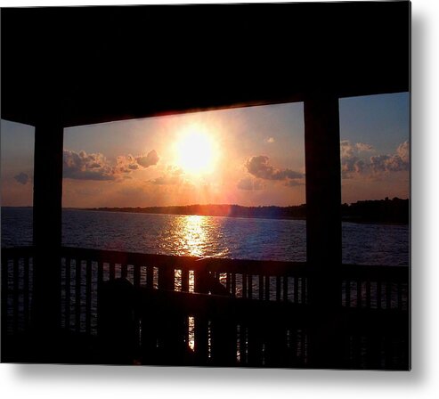 Landscape Metal Print featuring the photograph Sunset Folly Pier by Morgan Carter