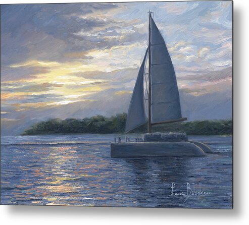 Sailboat Metal Print featuring the painting Sunset In Key West by Lucie Bilodeau
