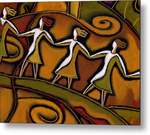 Bond Bonding Communities Community Connect Connecting Connection Feminism Feminist Friend Friendship Helping Hand Holding Hands Link Links Power Relationship Relationships Support Supportive Team Teamwork Together Togetherness Unite United Unity Woman Womanhood Womans Issues Working Together Romance Romantic Metal Print featuring the painting Support by Leon Zernitsky