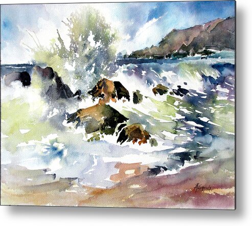 Rocks Metal Print featuring the painting Surfside Crescendo by Rae Andrews